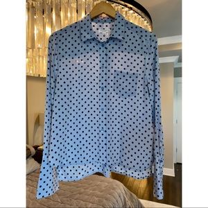 Equipment Baby Blue & Black Polkadot 100% Silk